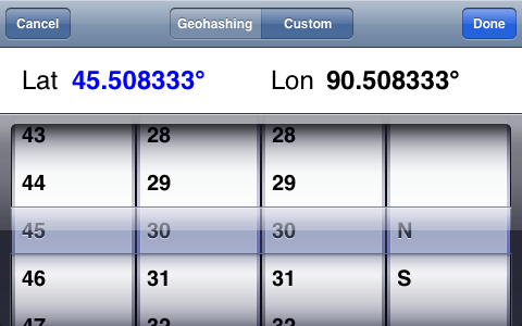 Screenshot of target coordinate settings in Cheap GPS